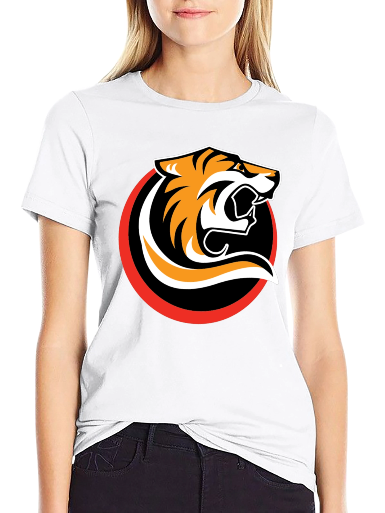 Black T-Shirt with Bold Tiger Graphic