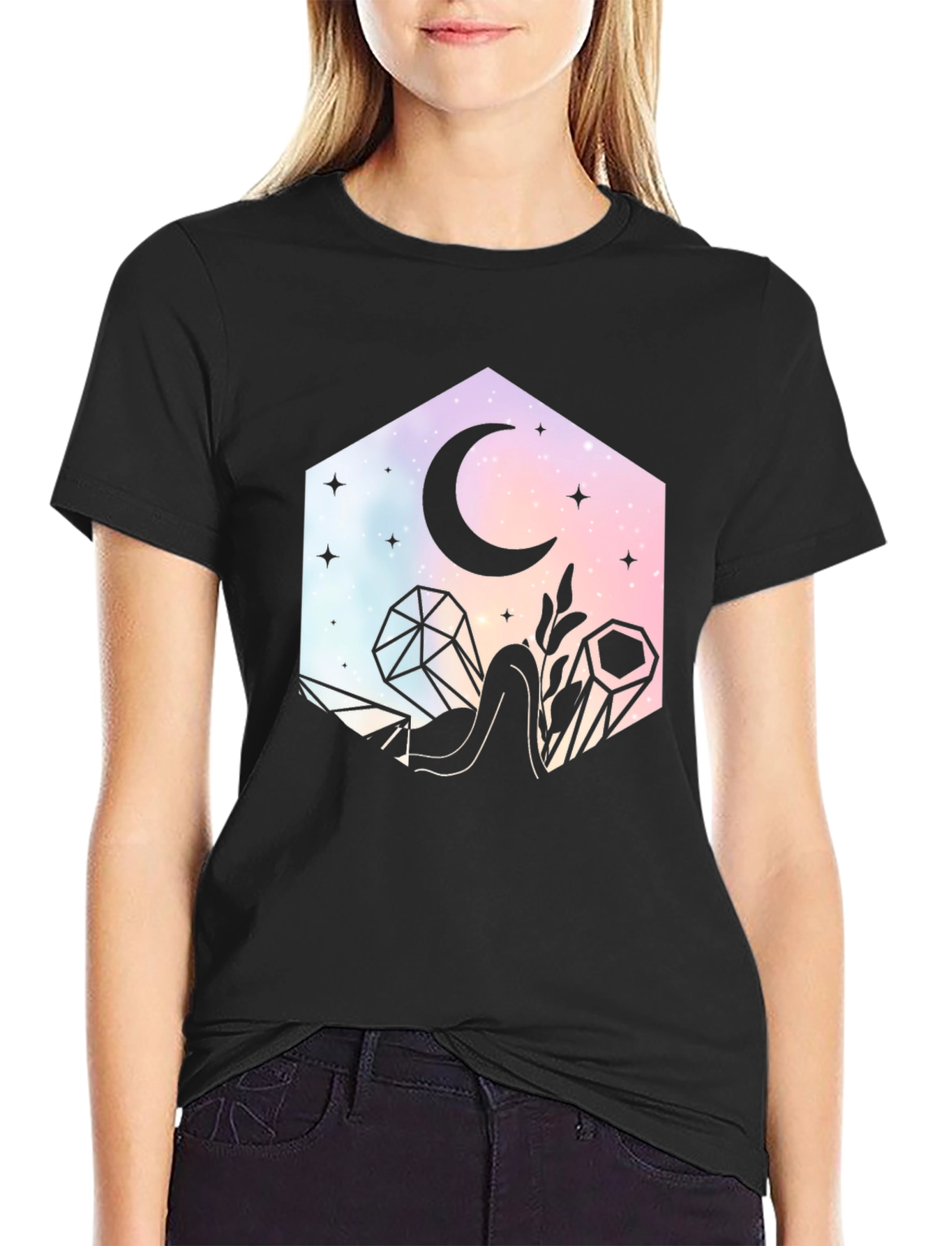 Celestial Crystal Black T-Shirt