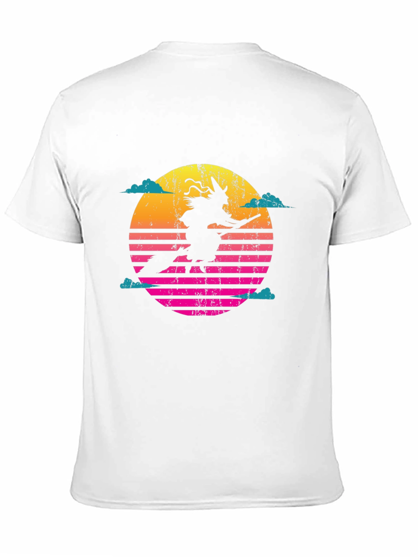 Retro Witch on Broomstick Graphic T-Shirt
