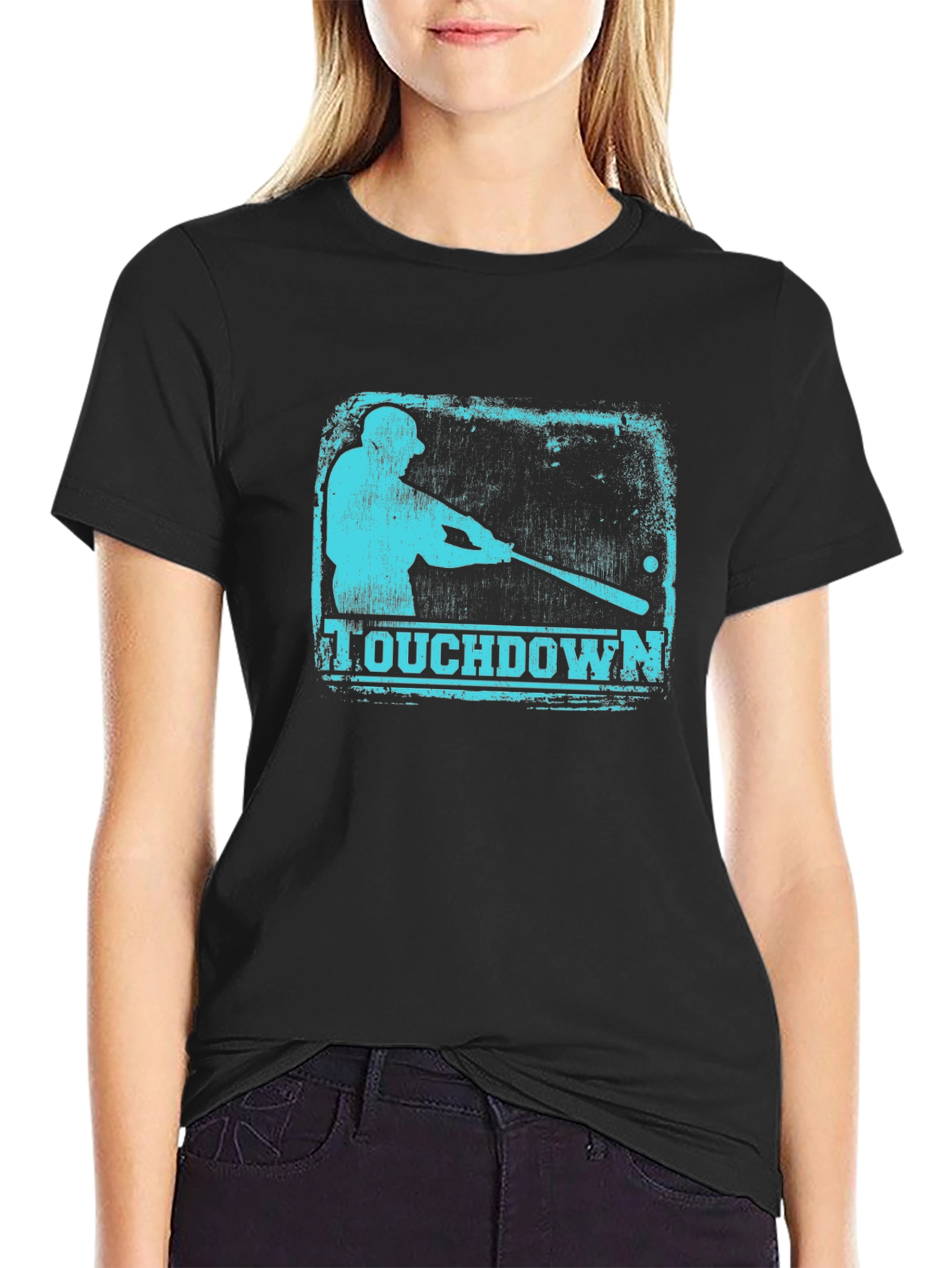 Touchdown Baseball Graphic Tee - Mens Black T-Shirt