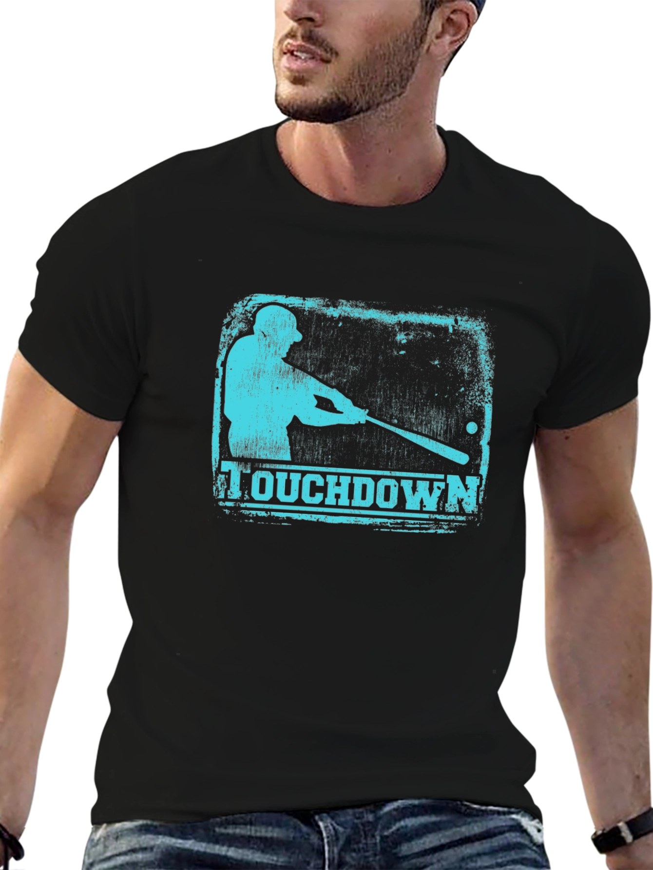 Touchdown Baseball Graphic Tee - Mens Black T-Shirt