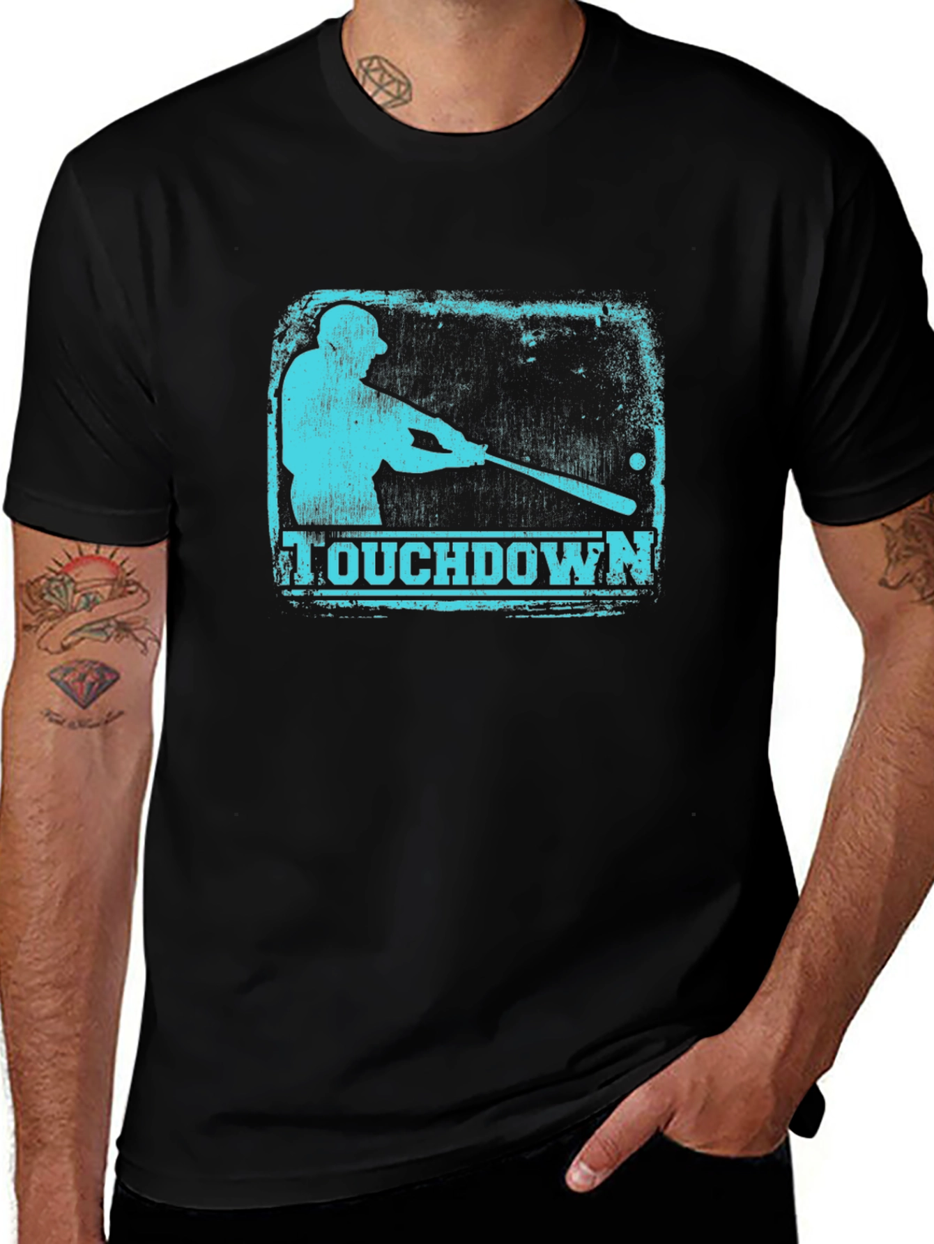 Touchdown Baseball Graphic Tee - Mens Black T-Shirt