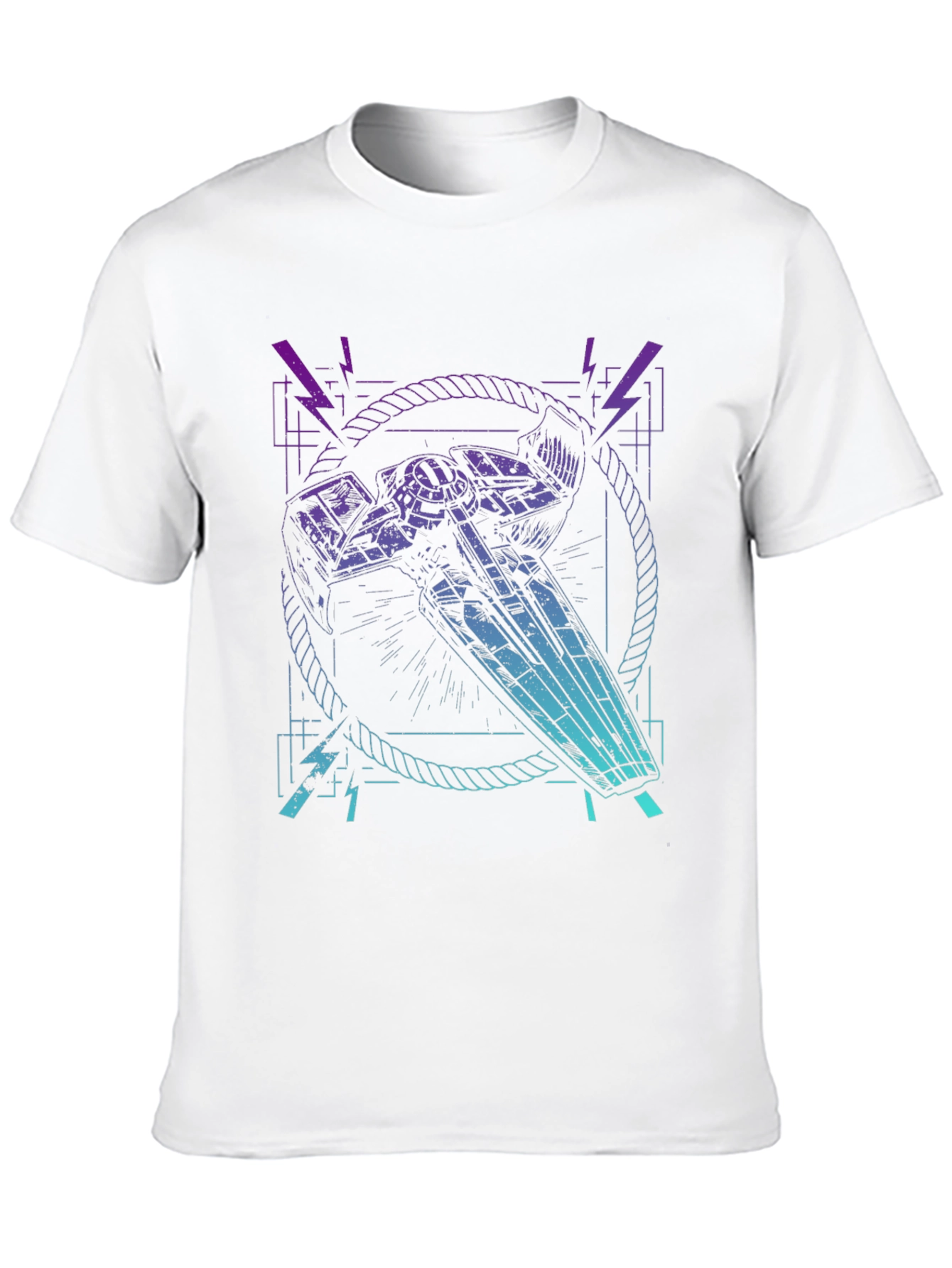 Retro Spaceship Graphic Tee - Black Cotton Blend