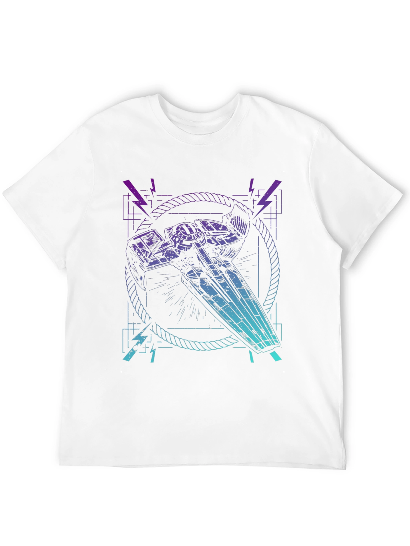 Retro Spaceship Graphic Tee - Black Cotton Blend