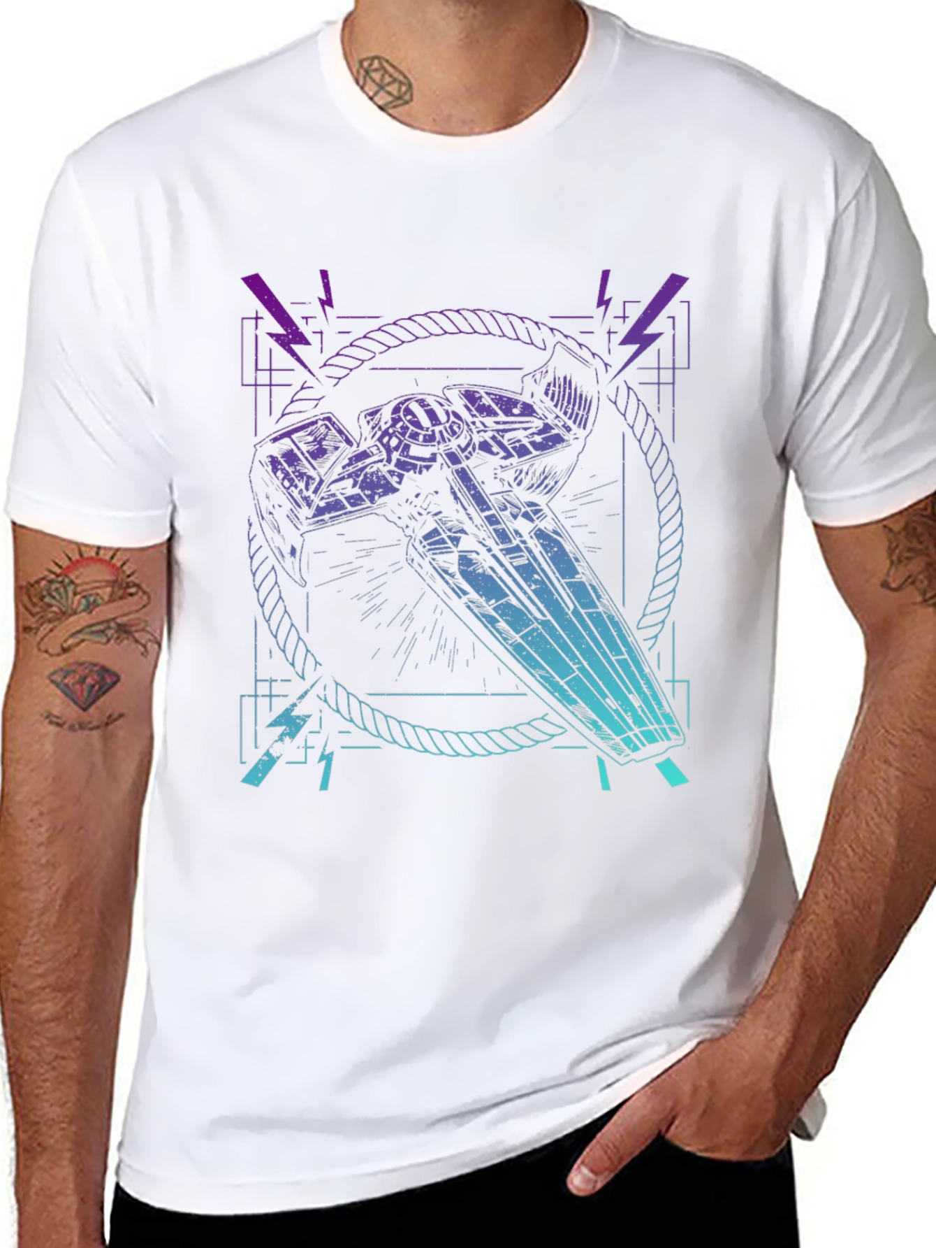 Retro Spaceship Graphic Tee - Black Cotton Blend