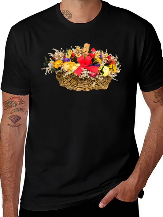 Floral Basket Graphic Tee - Black