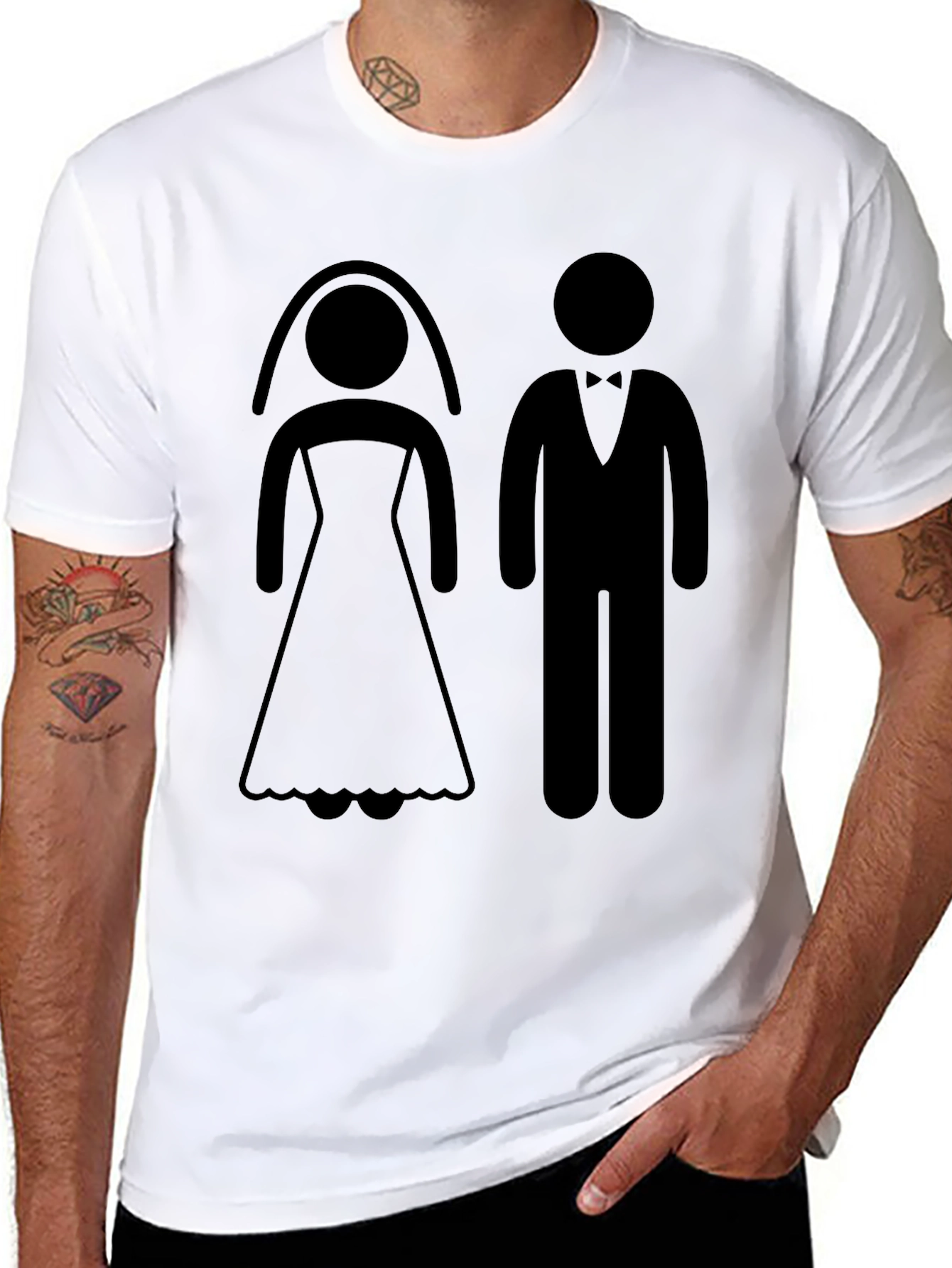 Bride and Groom Graphic Tee - Wedding Celebration T-Shirt