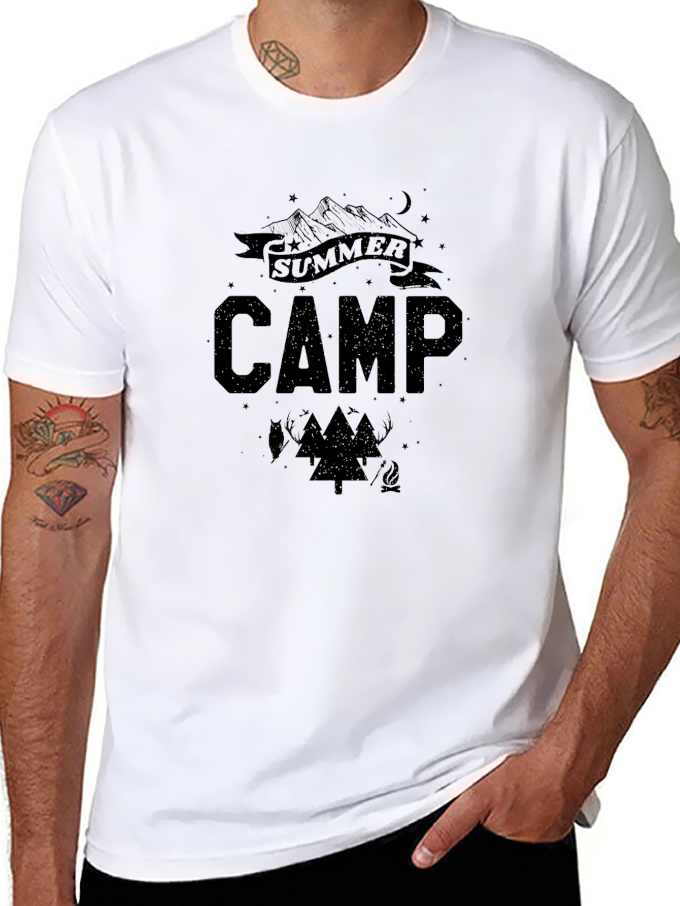 Summer Camp Graphic Tee - Black Cotton T-Shirt