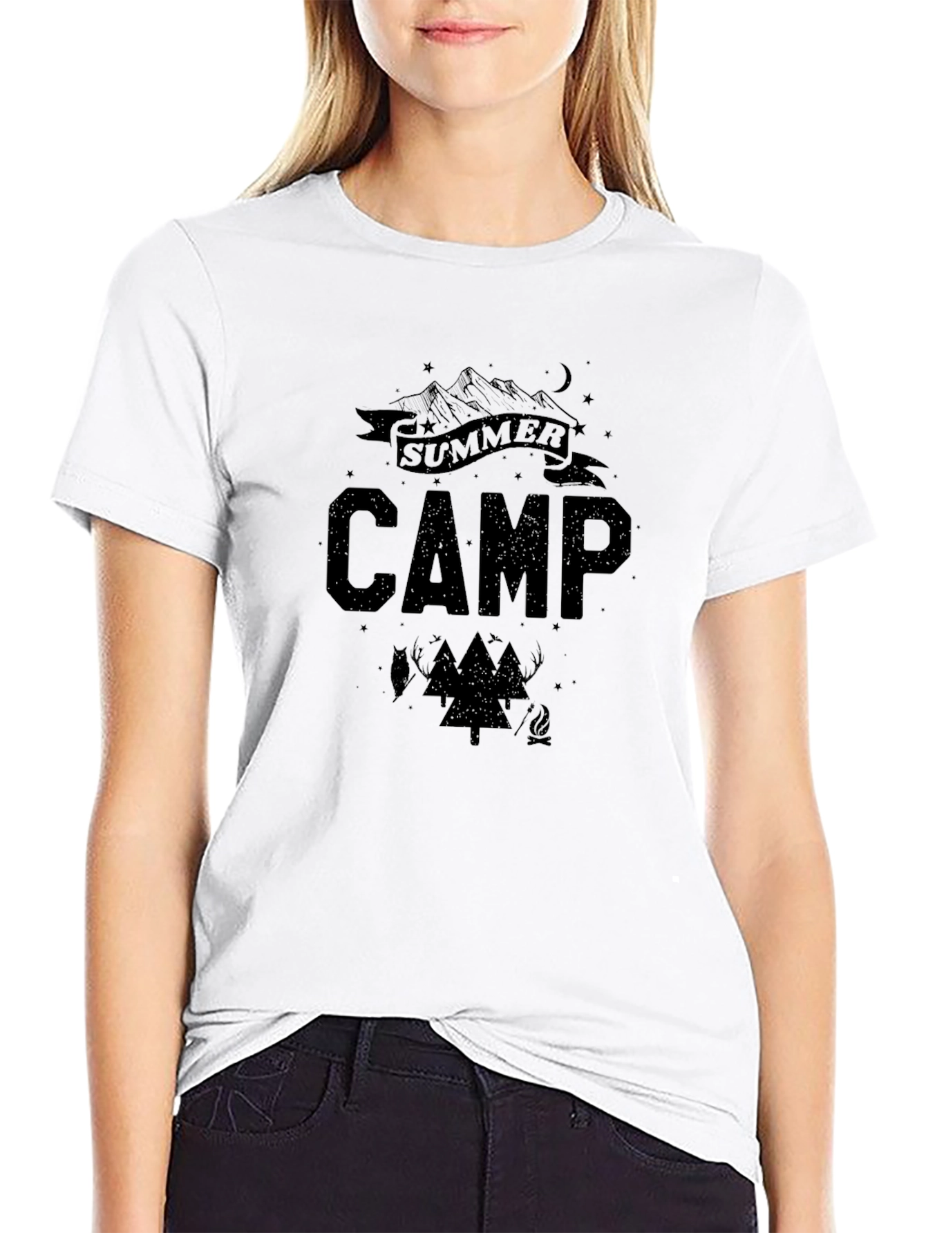 Summer Camp Graphic Tee - Black Cotton T-Shirt