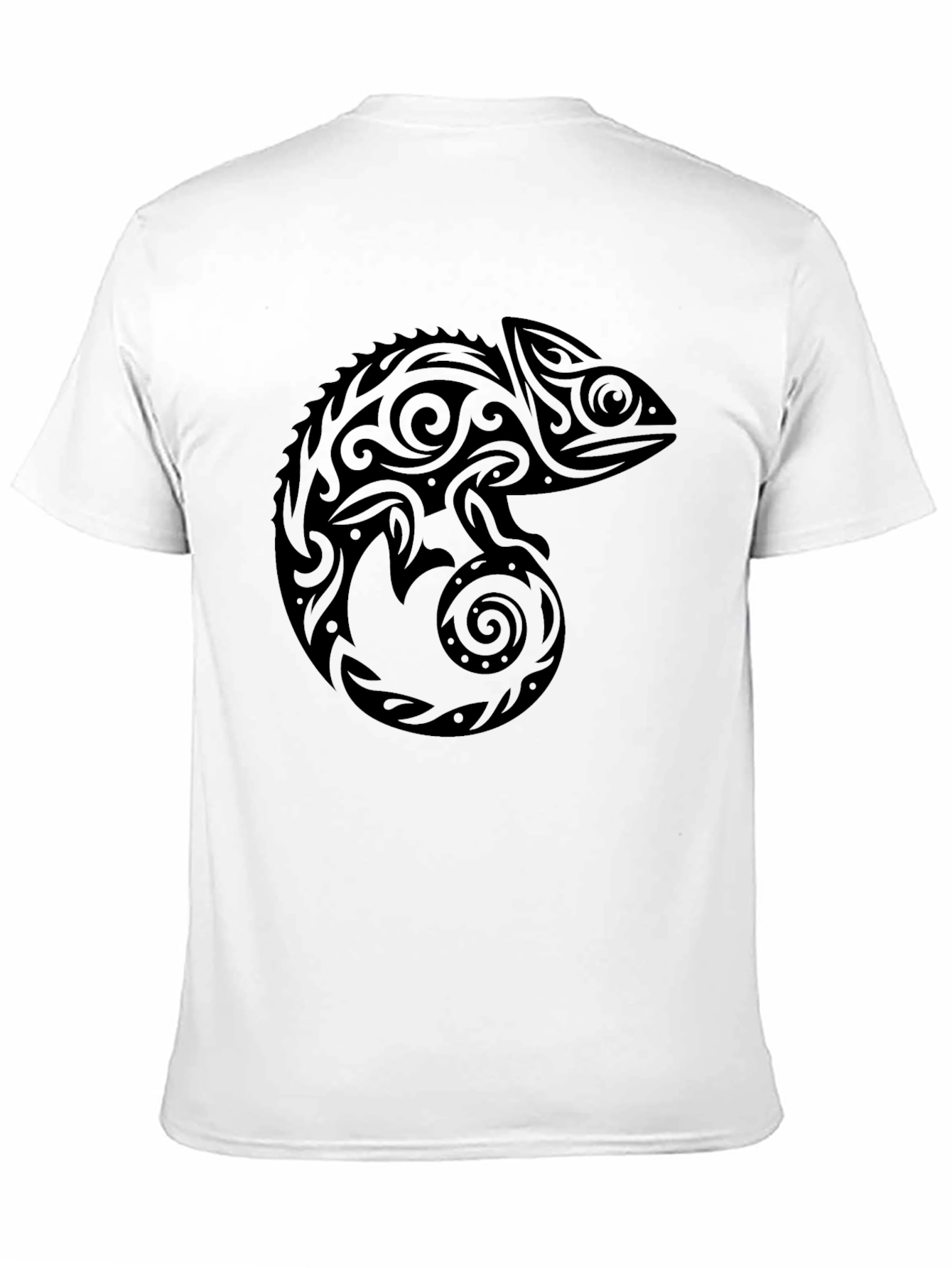 Tribal Chameleon Graphic Tee - Black
