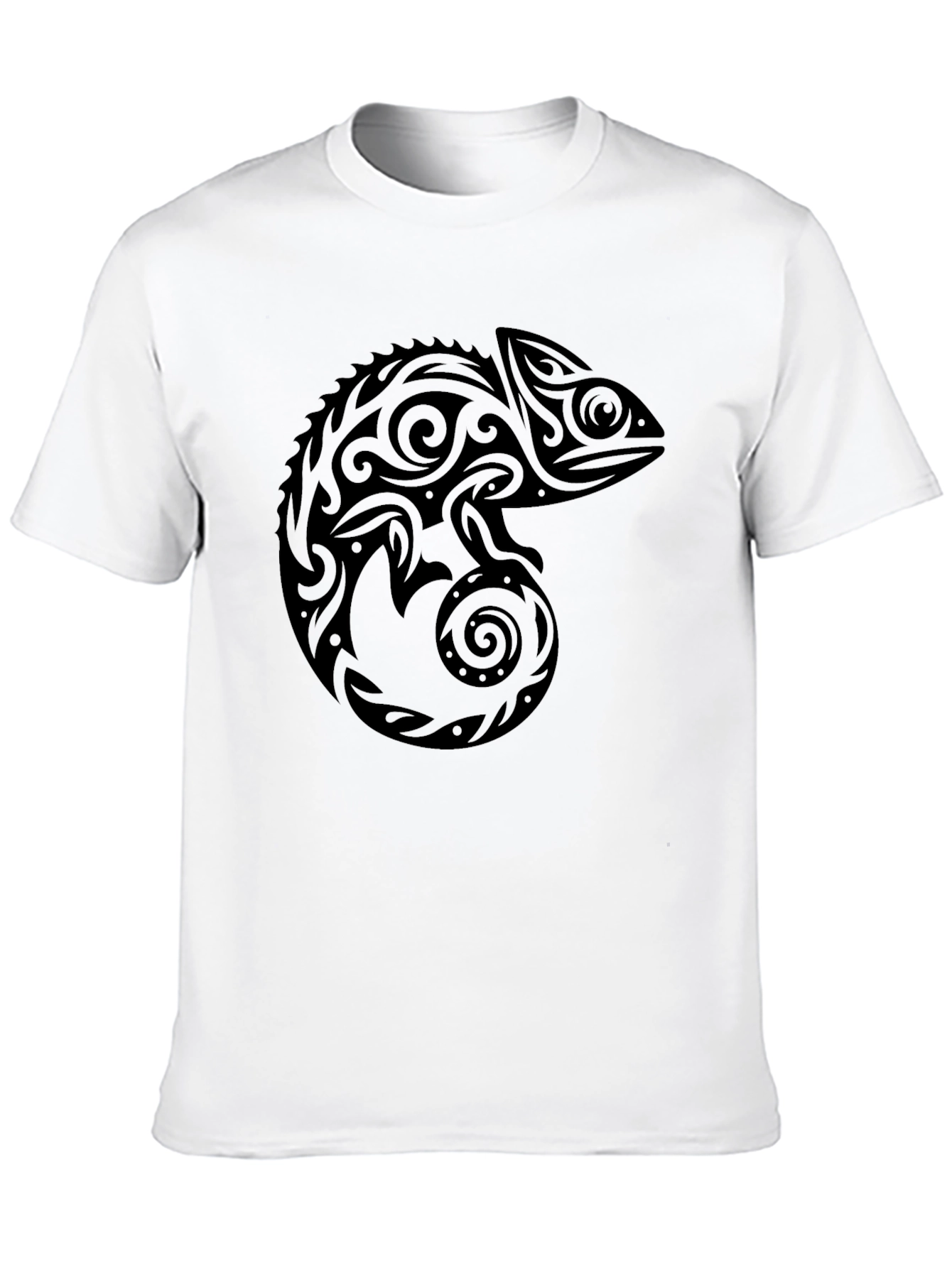 Tribal Chameleon Graphic Tee - Black