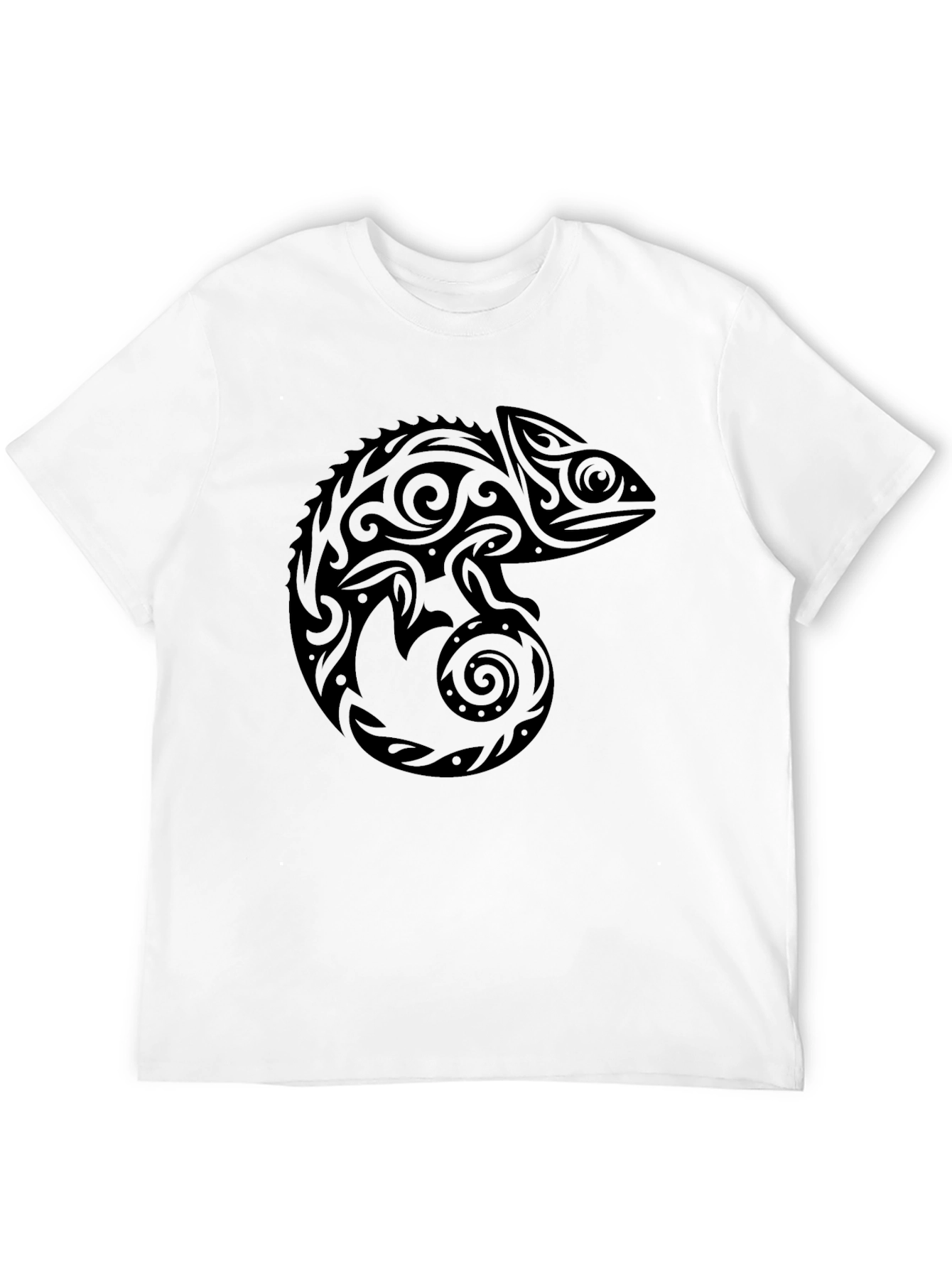 Tribal Chameleon Graphic Tee - Black