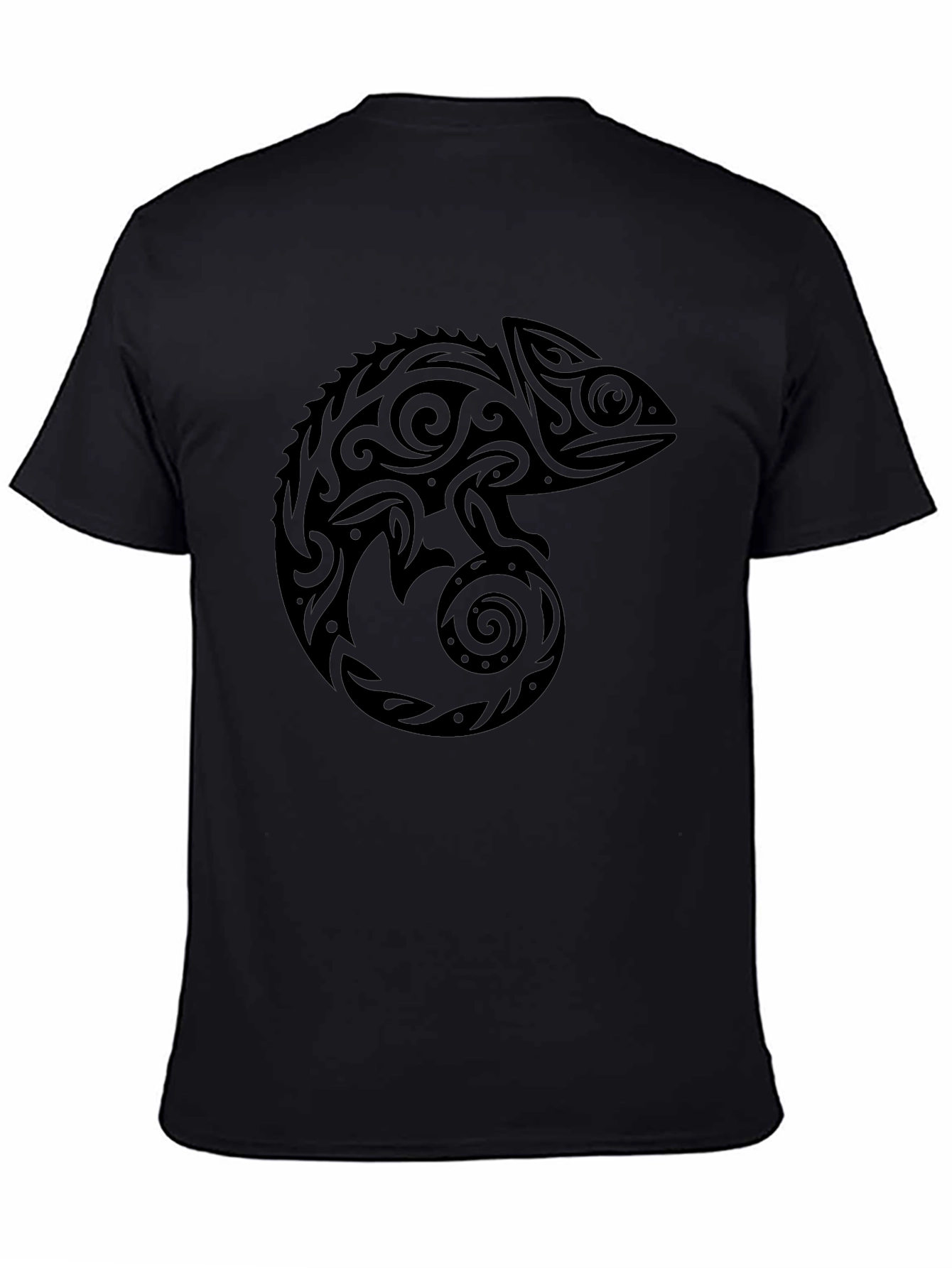 Tribal Chameleon Graphic Tee - Black