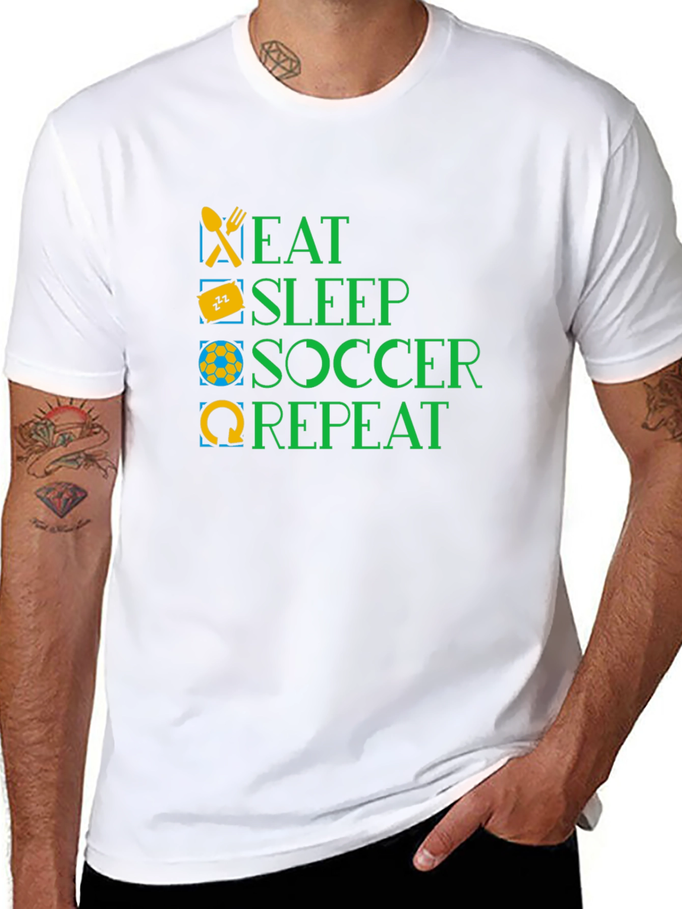 Eat Sleep Soccer Repeat - Black Graphic T-Shirt