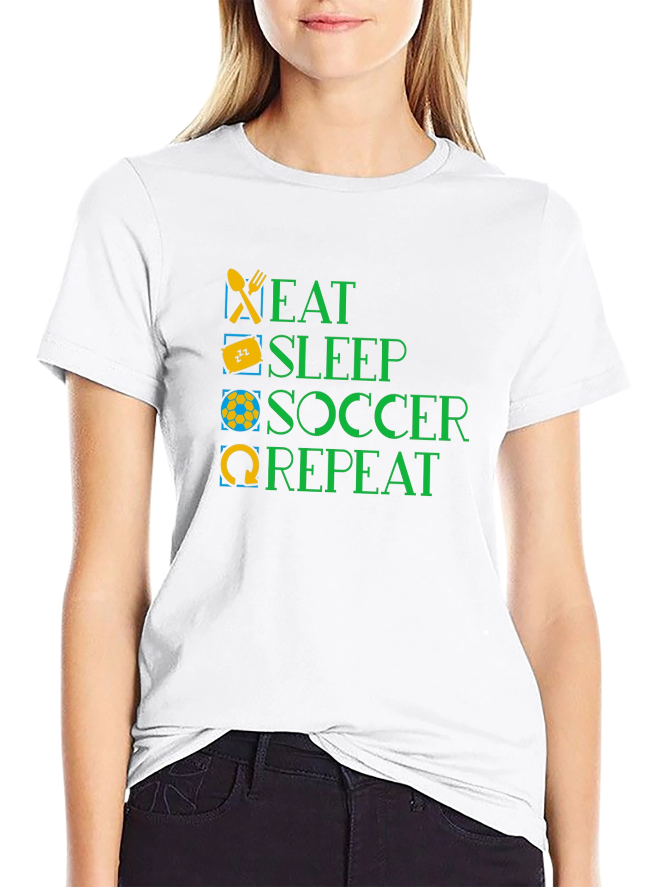 Eat Sleep Soccer Repeat - Black Graphic T-Shirt