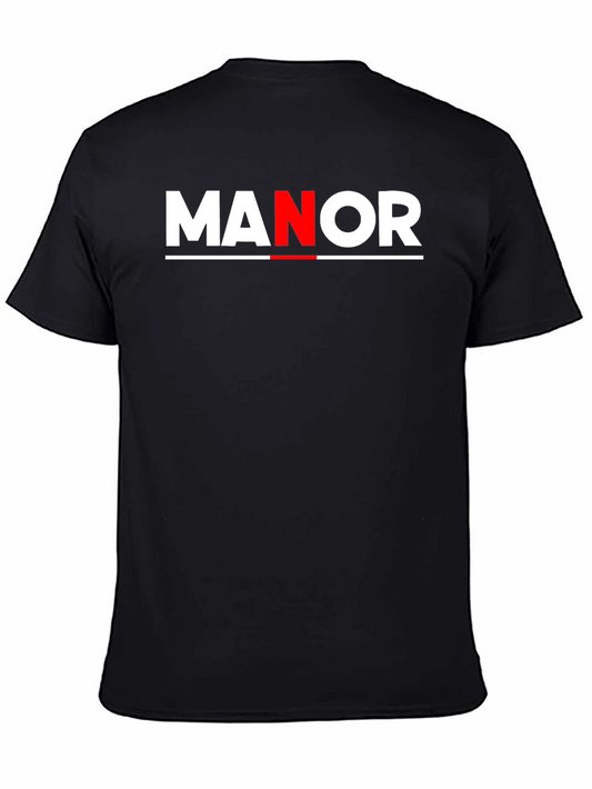 MANOR Bold Graphic Tee - Stylish Black Cotton Blend
