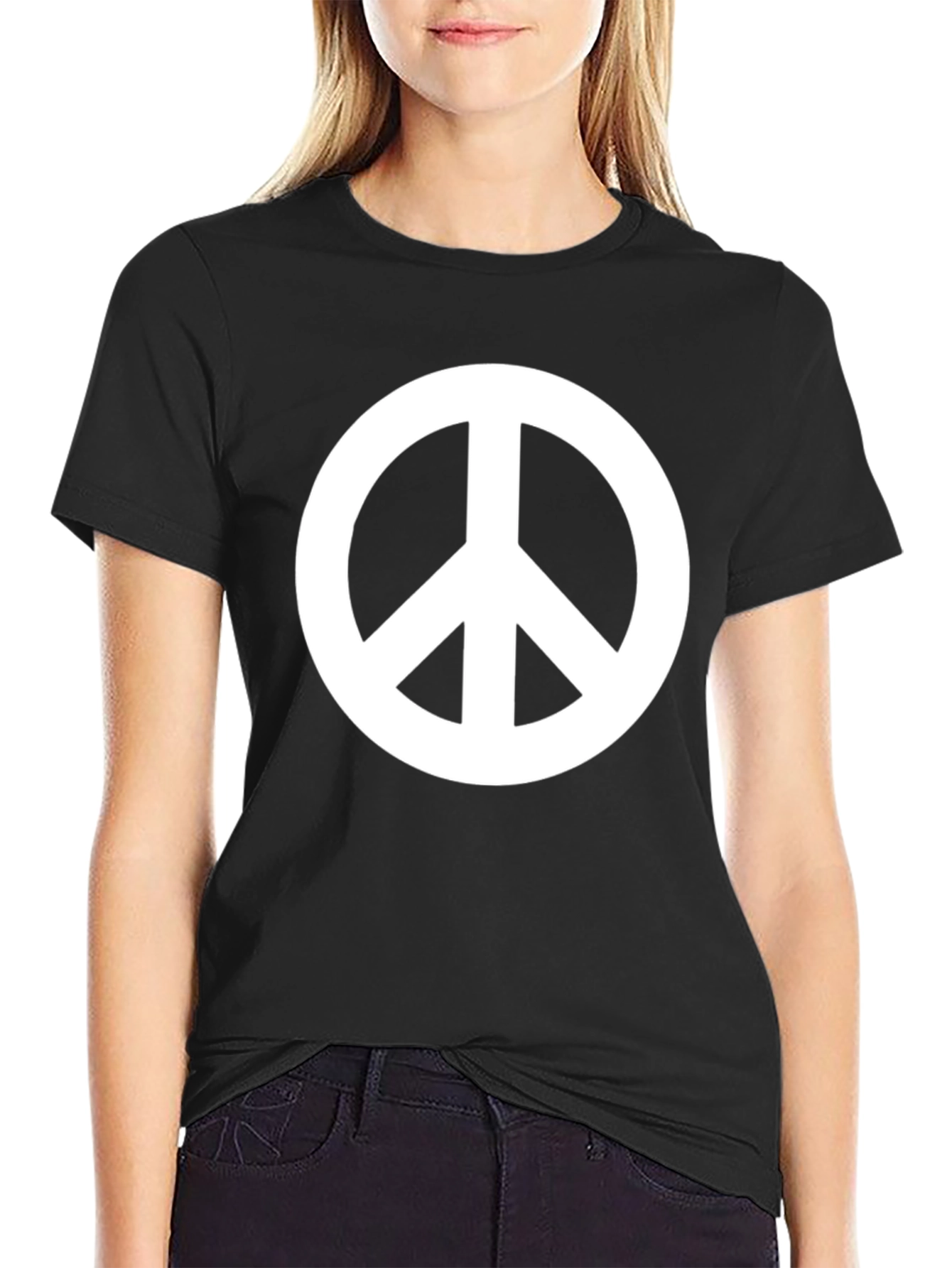 Peace Sign Graphic Black T-Shirt