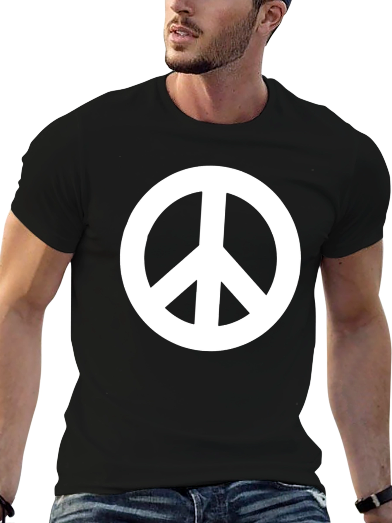 Peace Sign Graphic Black T-Shirt