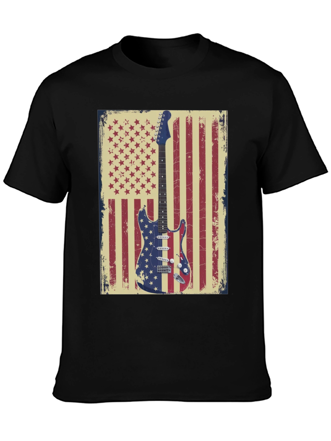 American Flag Guitar Graphic T-Shirt