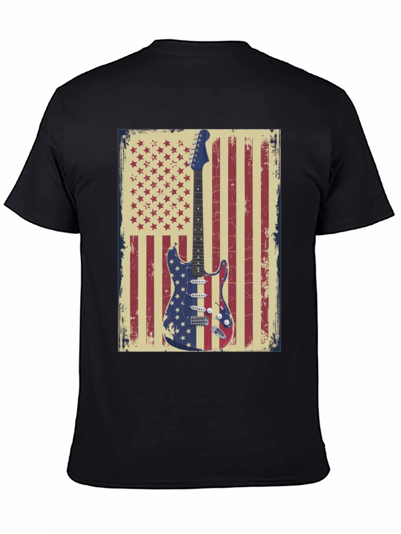 American Flag Guitar Graphic T-Shirt
