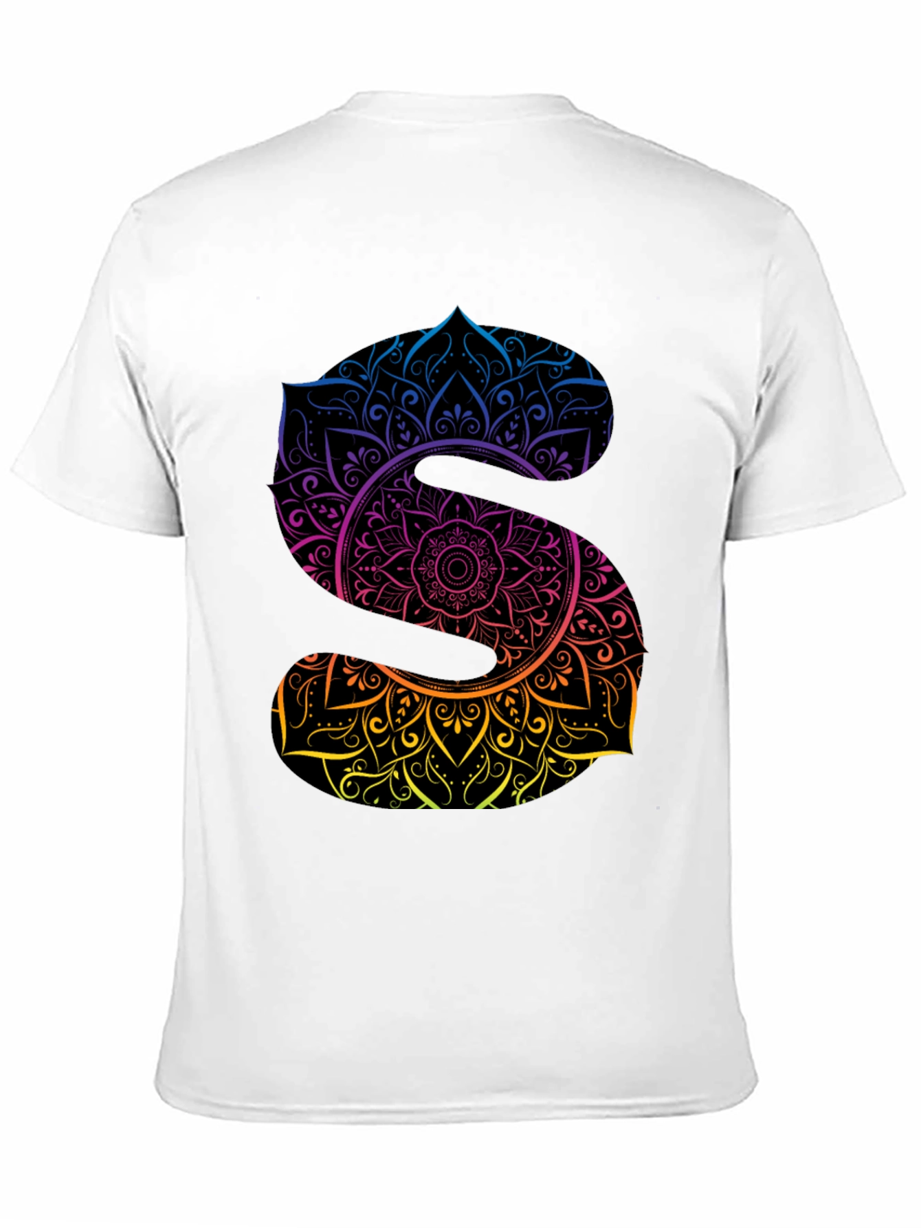 Mandala Letter S Graphic Black T-Shirt