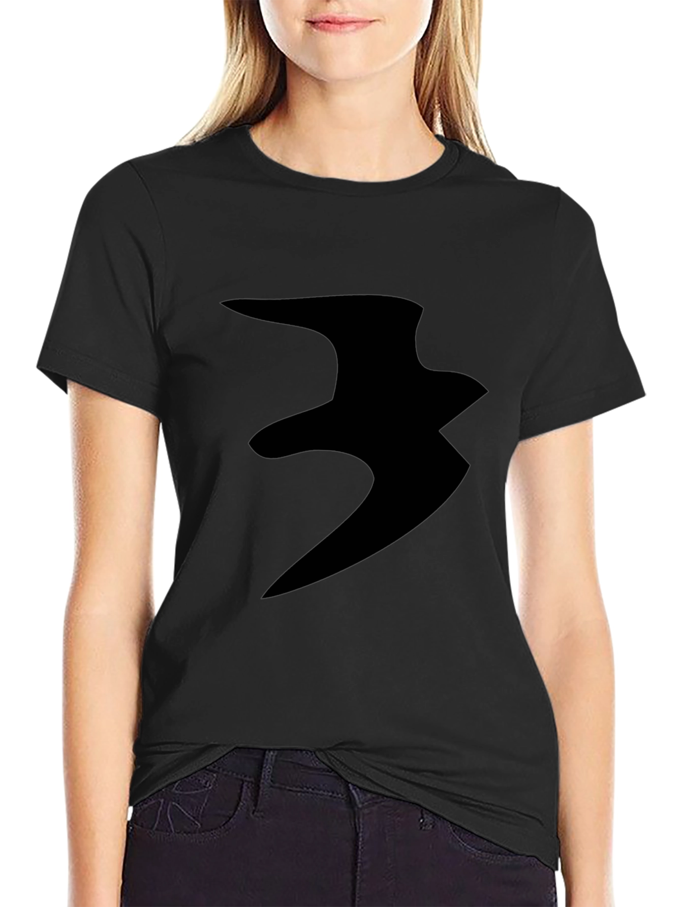 Abstract Print Black Casual T-Shirt