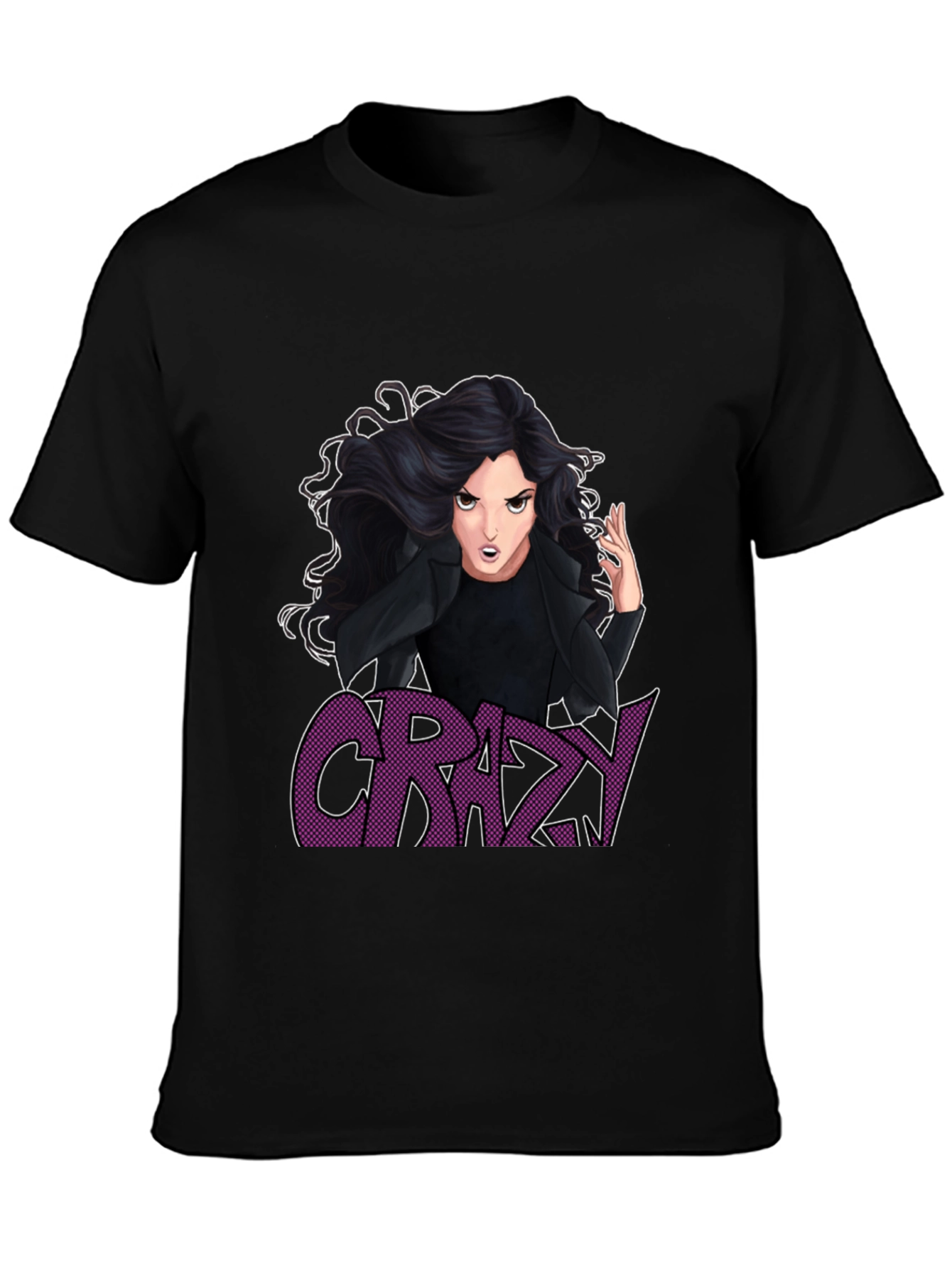 Crazy Cartoon Graphic Print Black T-Shirt