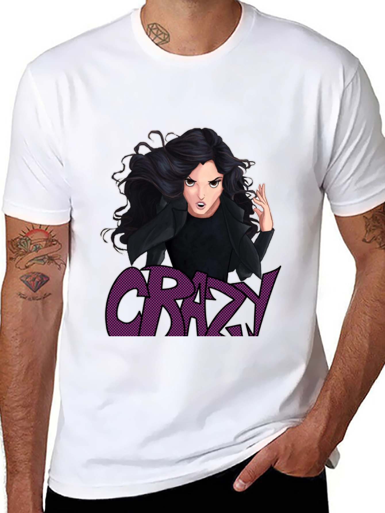 Crazy Cartoon Graphic Print Black T-Shirt