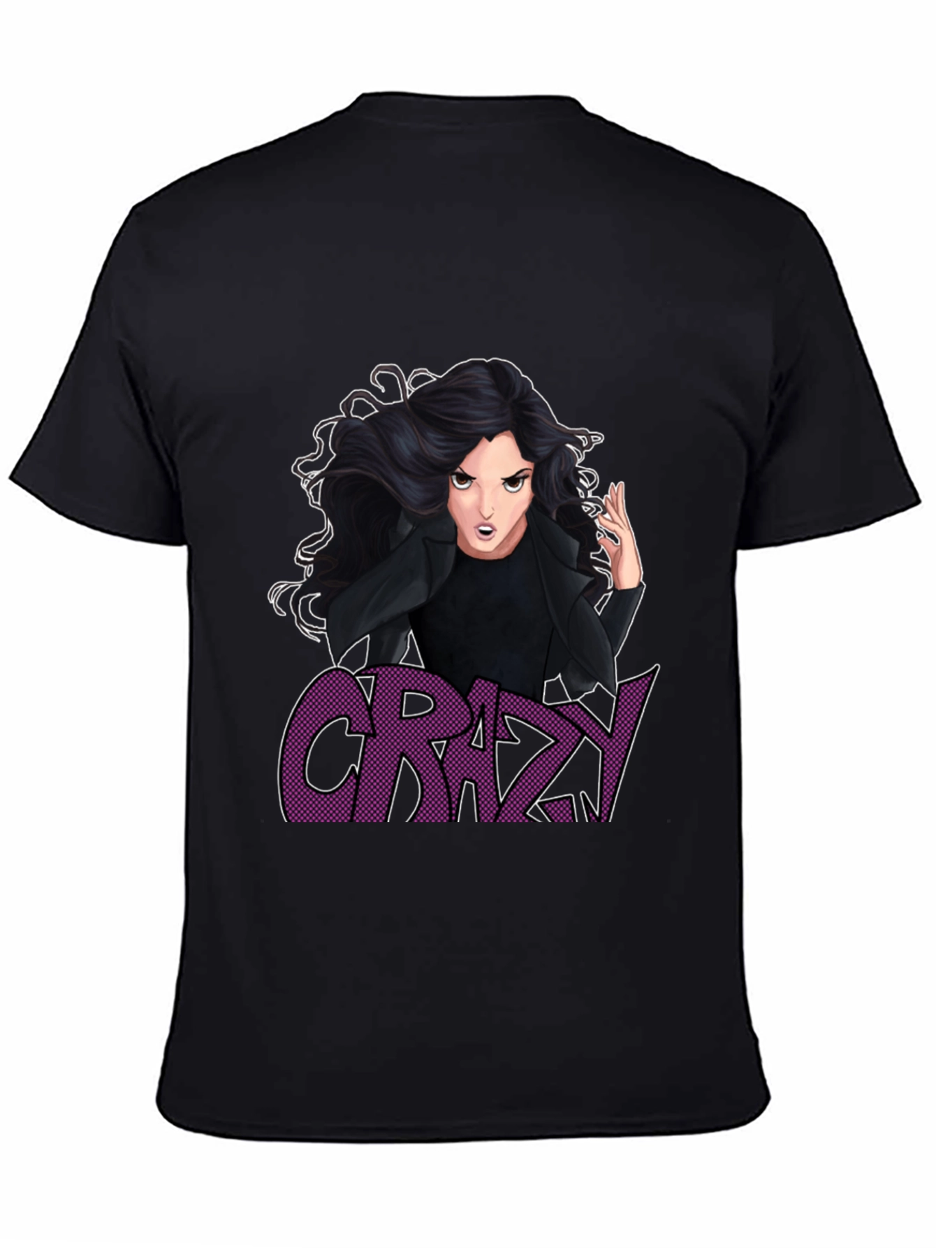 Crazy Cartoon Graphic Print Black T-Shirt
