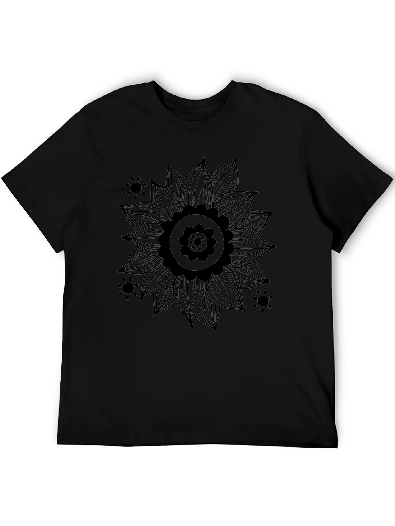 Floral Mandala Print Black T-Shirt
