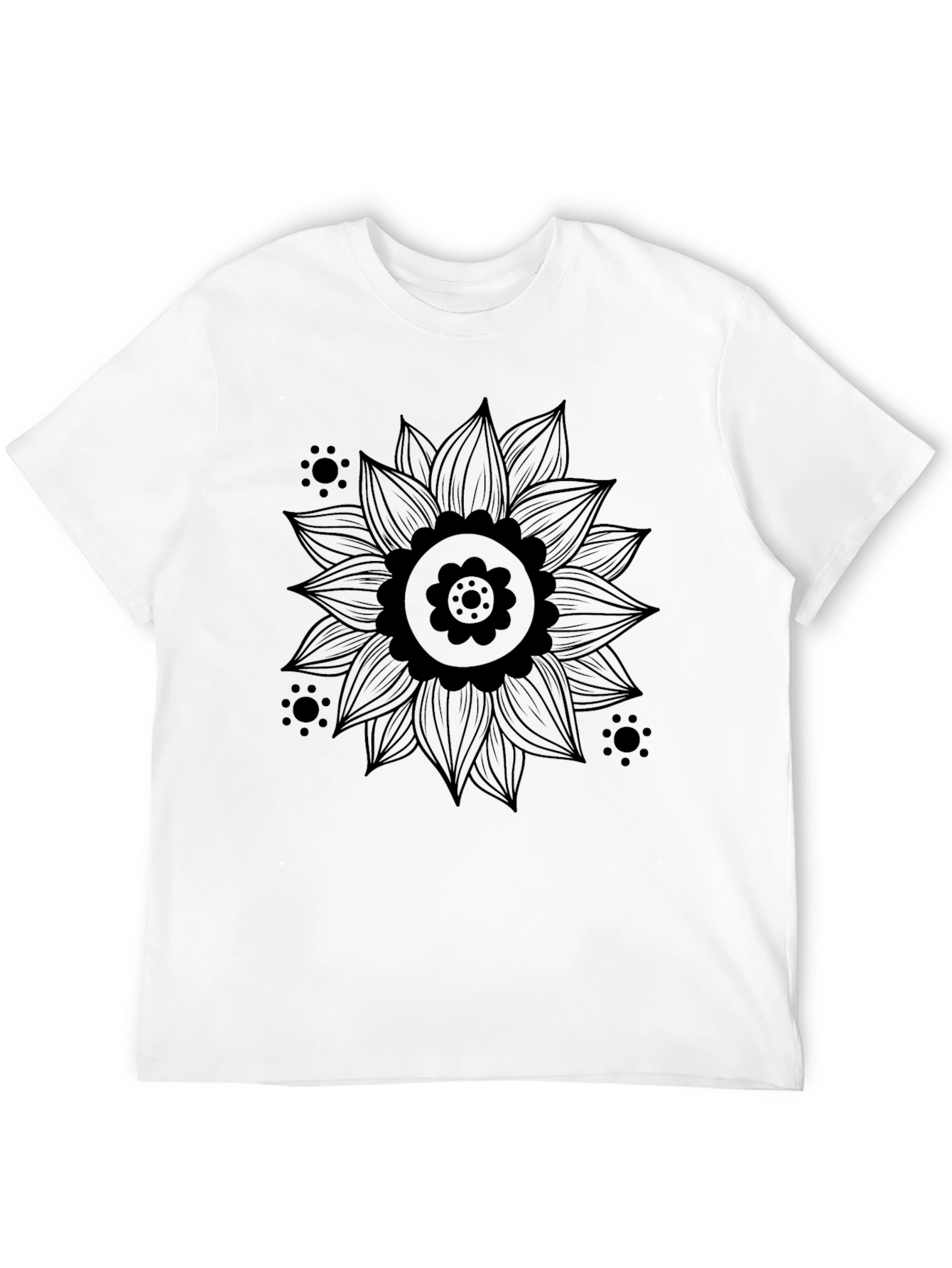 Floral Mandala Print Black T-Shirt