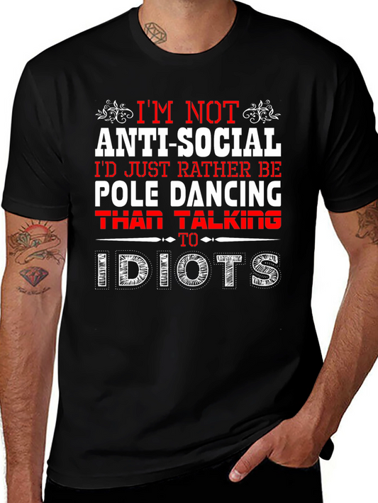 Anti-Social Pole Dancing Graphic T-Shirt