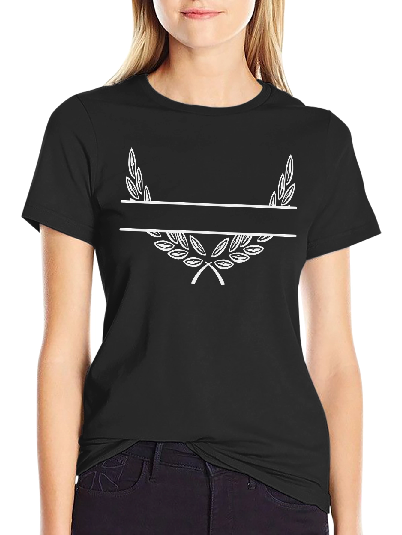 Personalized Laurel Wreath Black T-Shirt