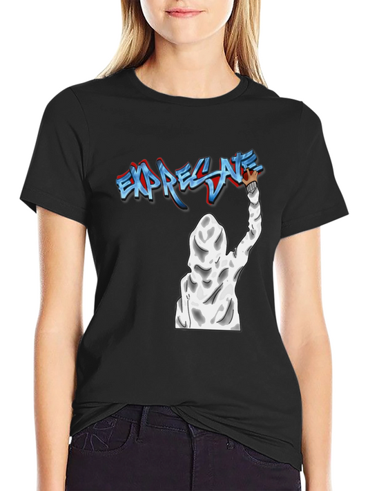 Expressive Graffiti Graphic Black T-Shirt