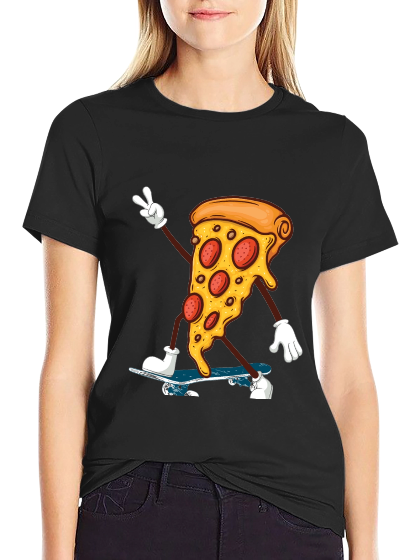 Pizza Skateboarder Graphic Tee