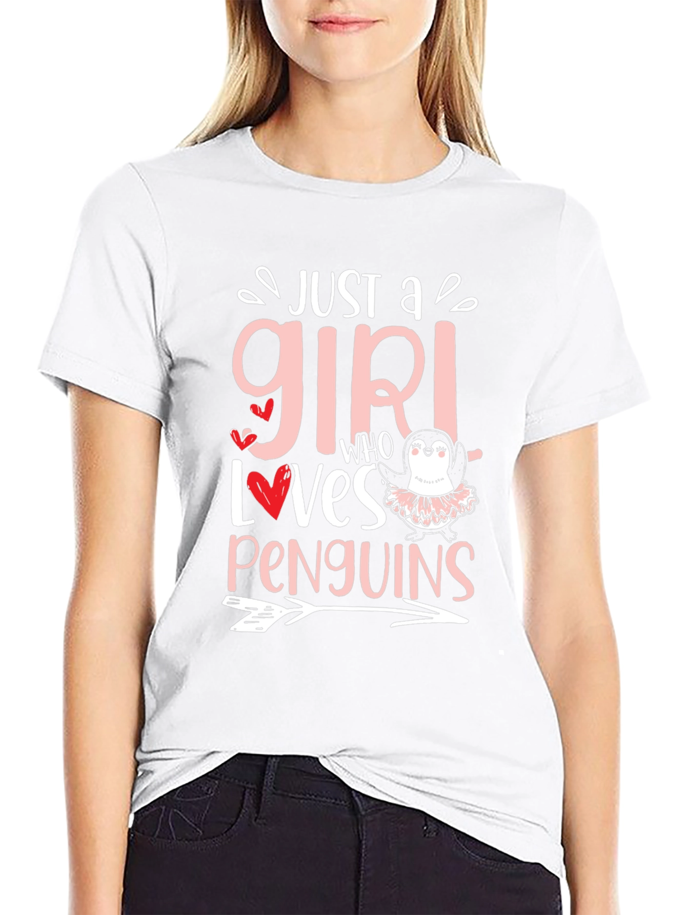 Penguin Lover Girls Tee - Black Cotton