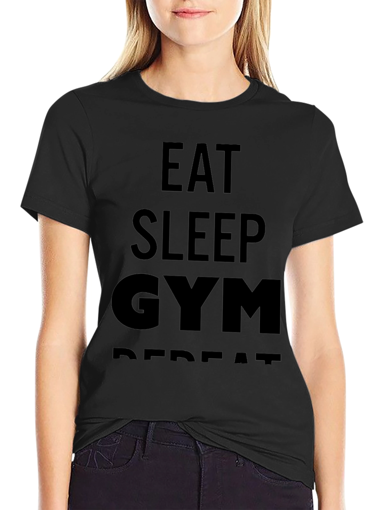 Eat Sleep Gym Repeat Mens Black T-Shirt