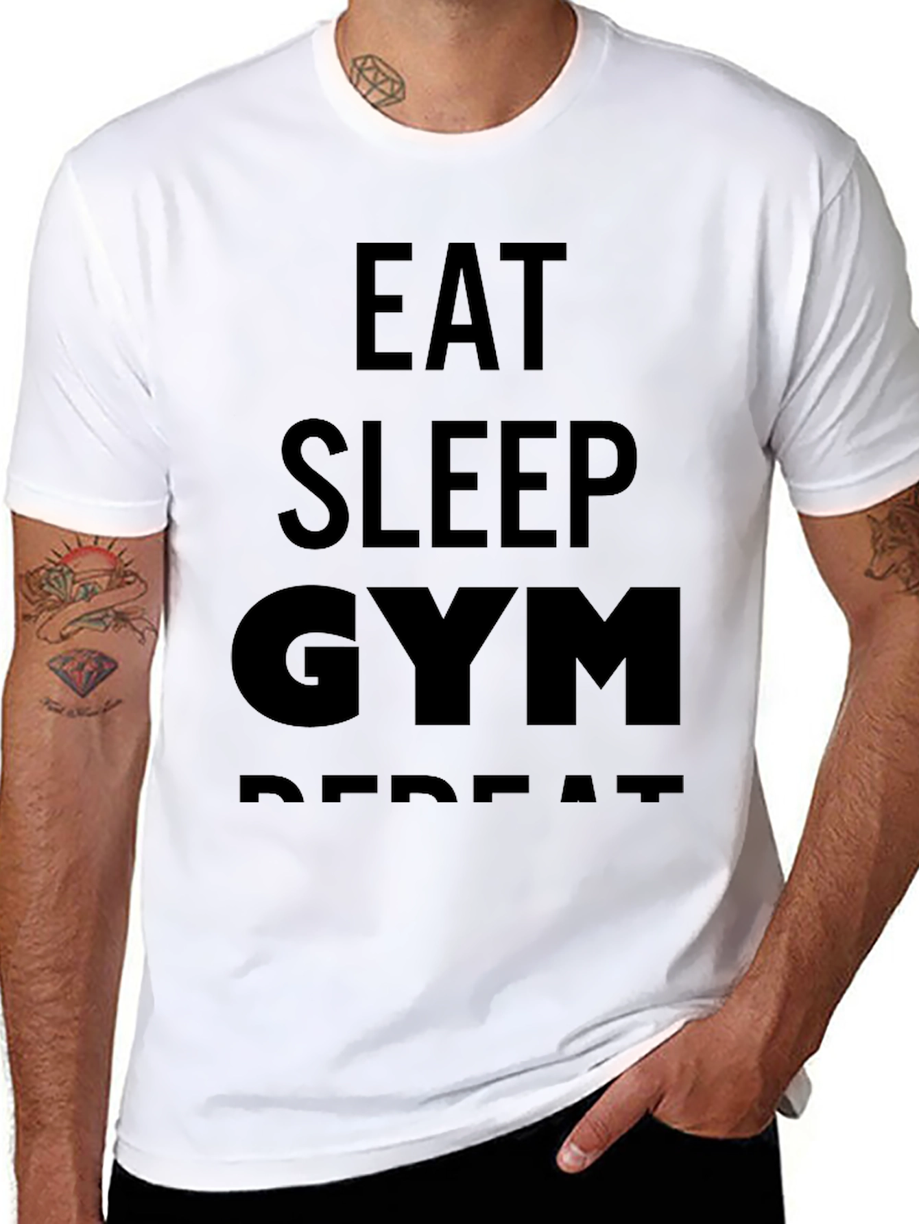 Eat Sleep Gym Repeat Mens Black T-Shirt