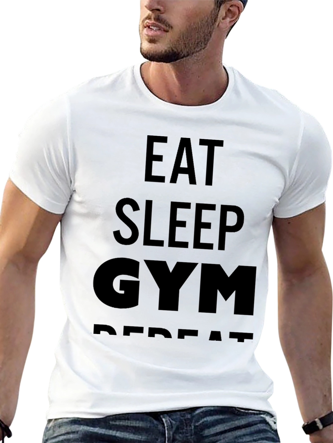 Eat Sleep Gym Repeat Mens Black T-Shirt