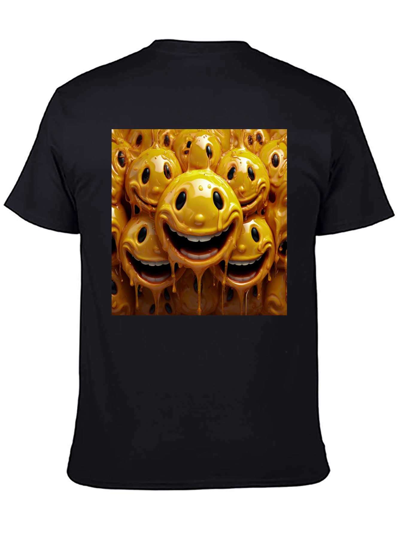 Smiley Face Drip Graphic Tee - Funky Style