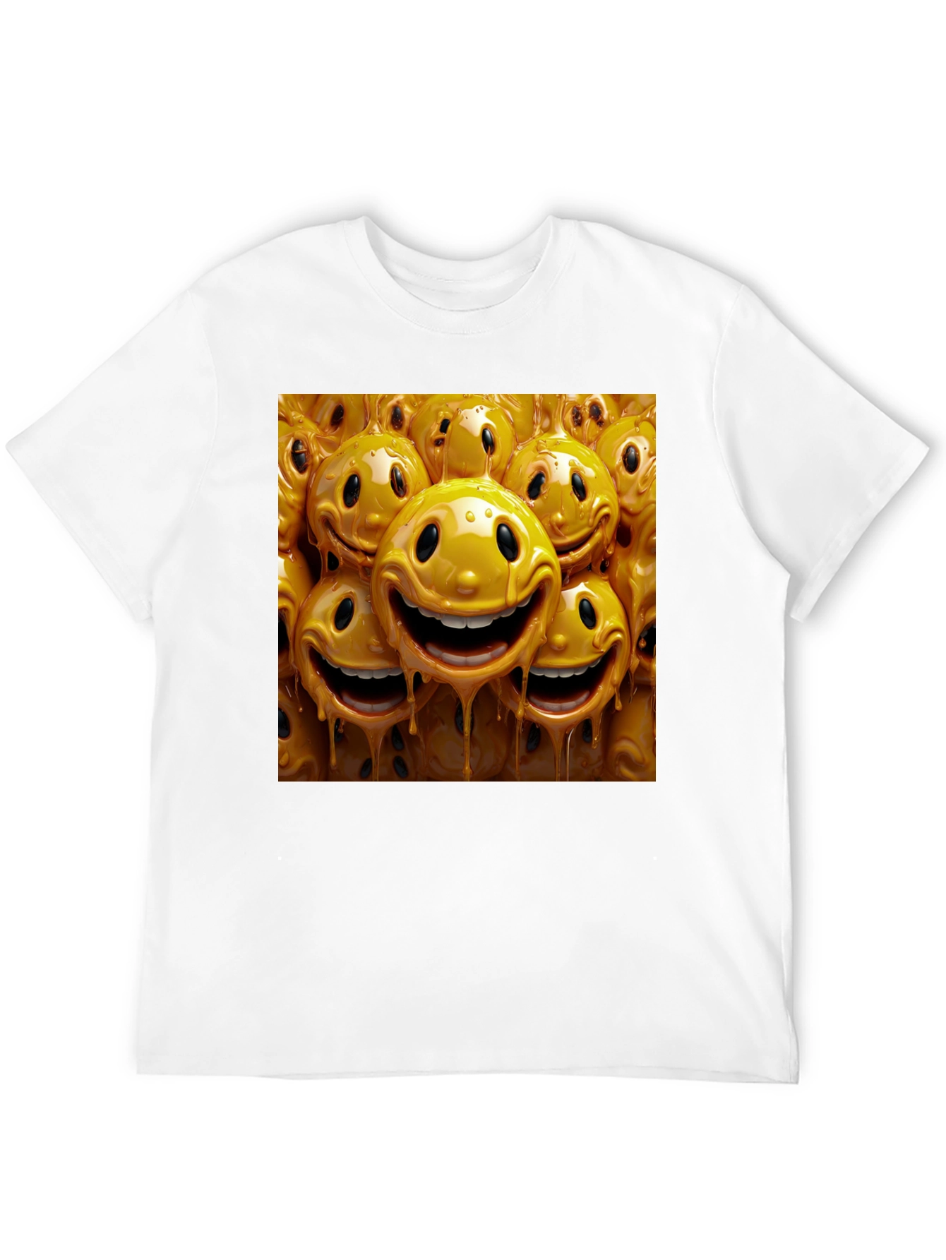 Smiley Face Drip Graphic Tee - Funky Style