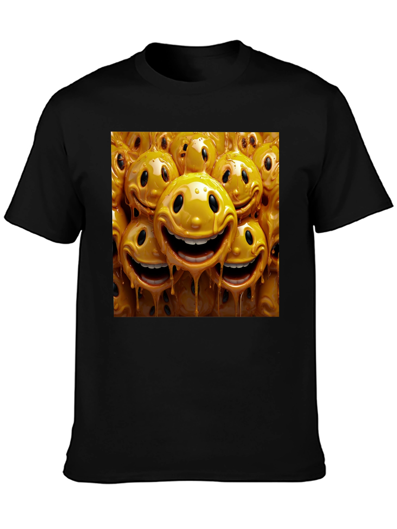 Smiley Face Drip Graphic Tee - Funky Style