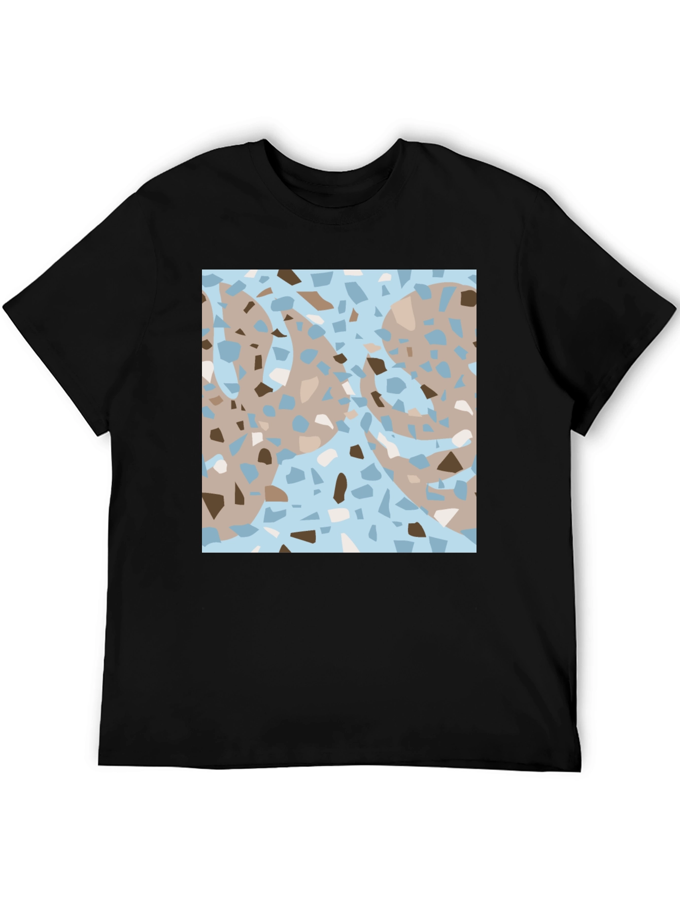 Modern Terrazzo Graphic Print Black T-Shirt