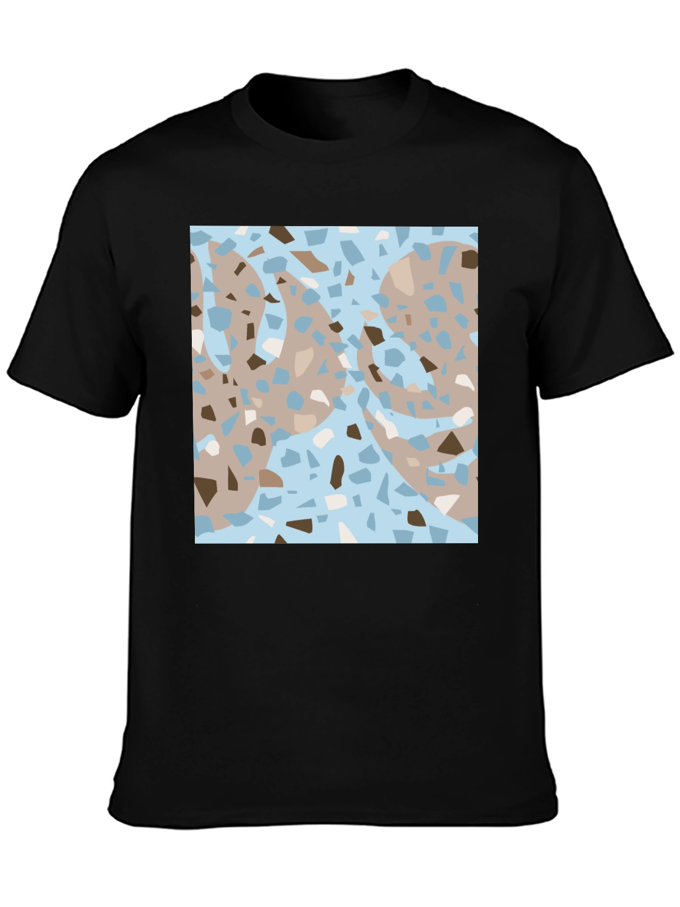 Modern Terrazzo Graphic Print Black T-Shirt