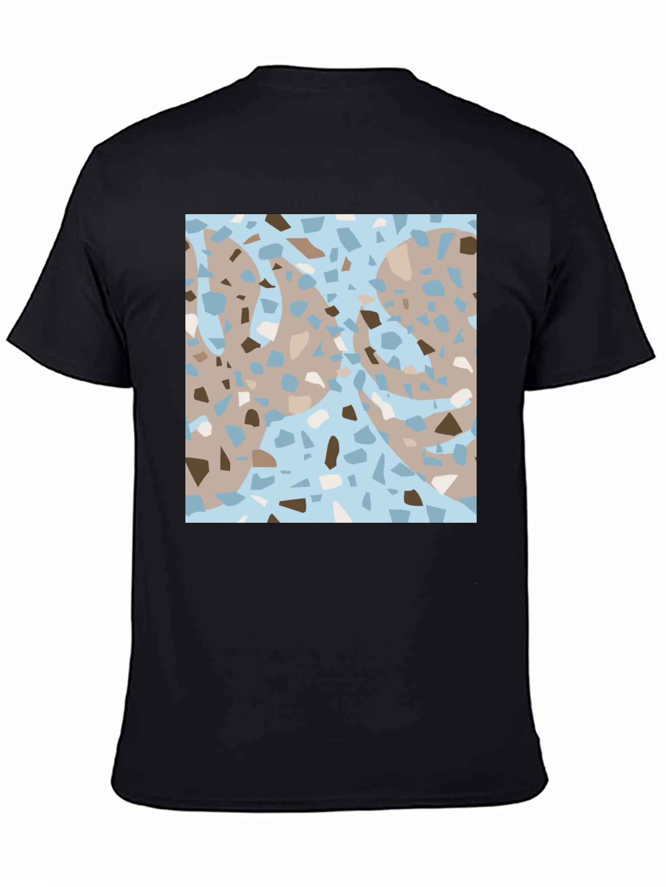 Modern Terrazzo Graphic Print Black T-Shirt