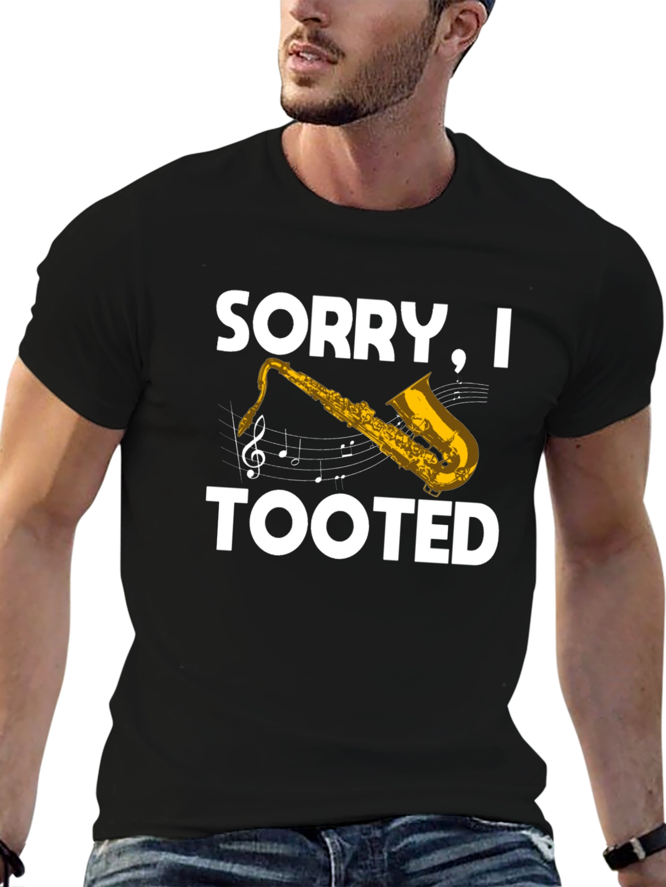 Sorry I Tooted Saxophone Black T-Shirt