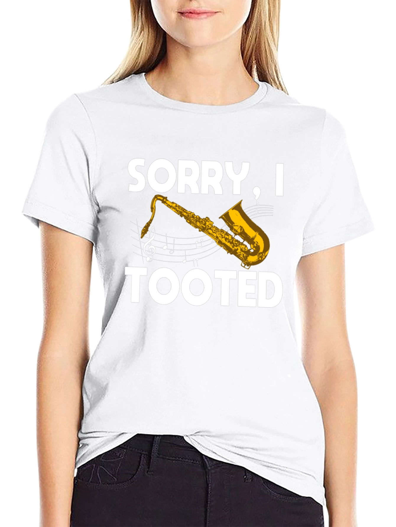 Sorry I Tooted Saxophone Black T-Shirt