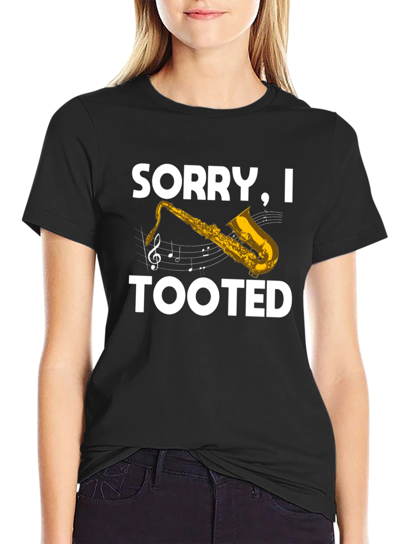 Sorry I Tooted Saxophone Black T-Shirt