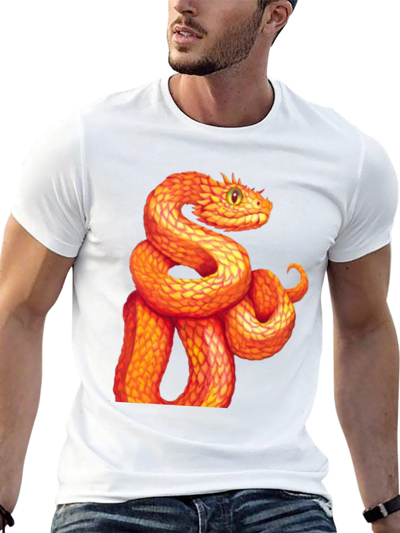 Orange Snake Graphic T-Shirt