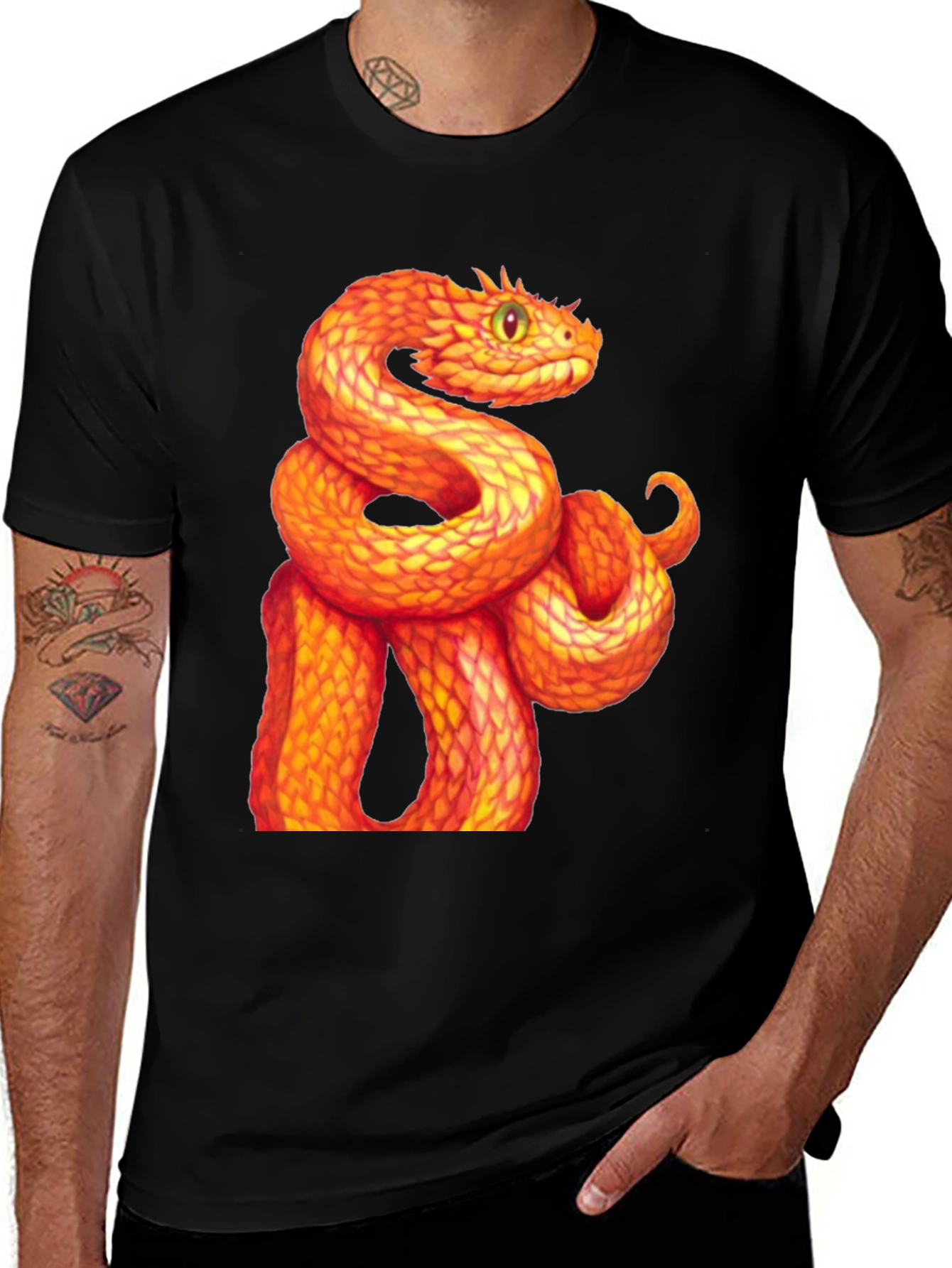 Orange Snake Graphic T-Shirt